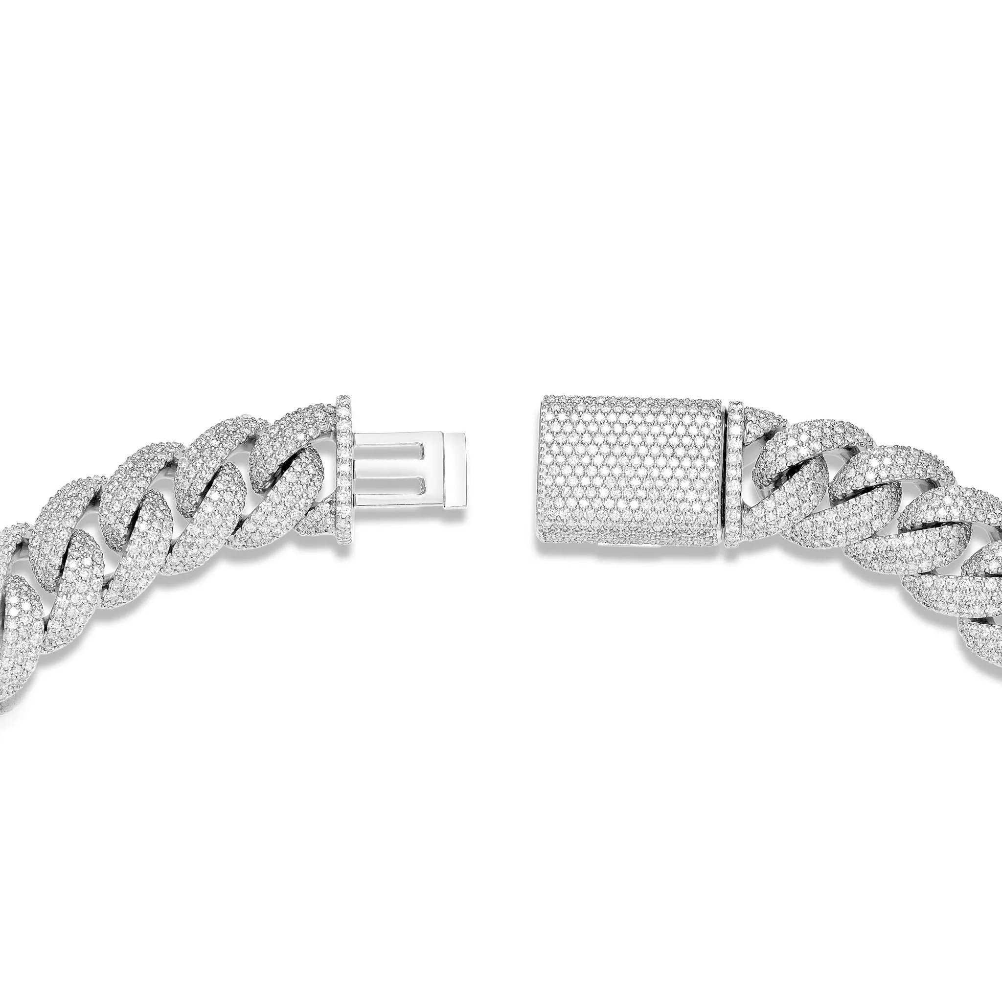 10K White Gold 54ctw Prongset Diamond 10mm Cuban Chain