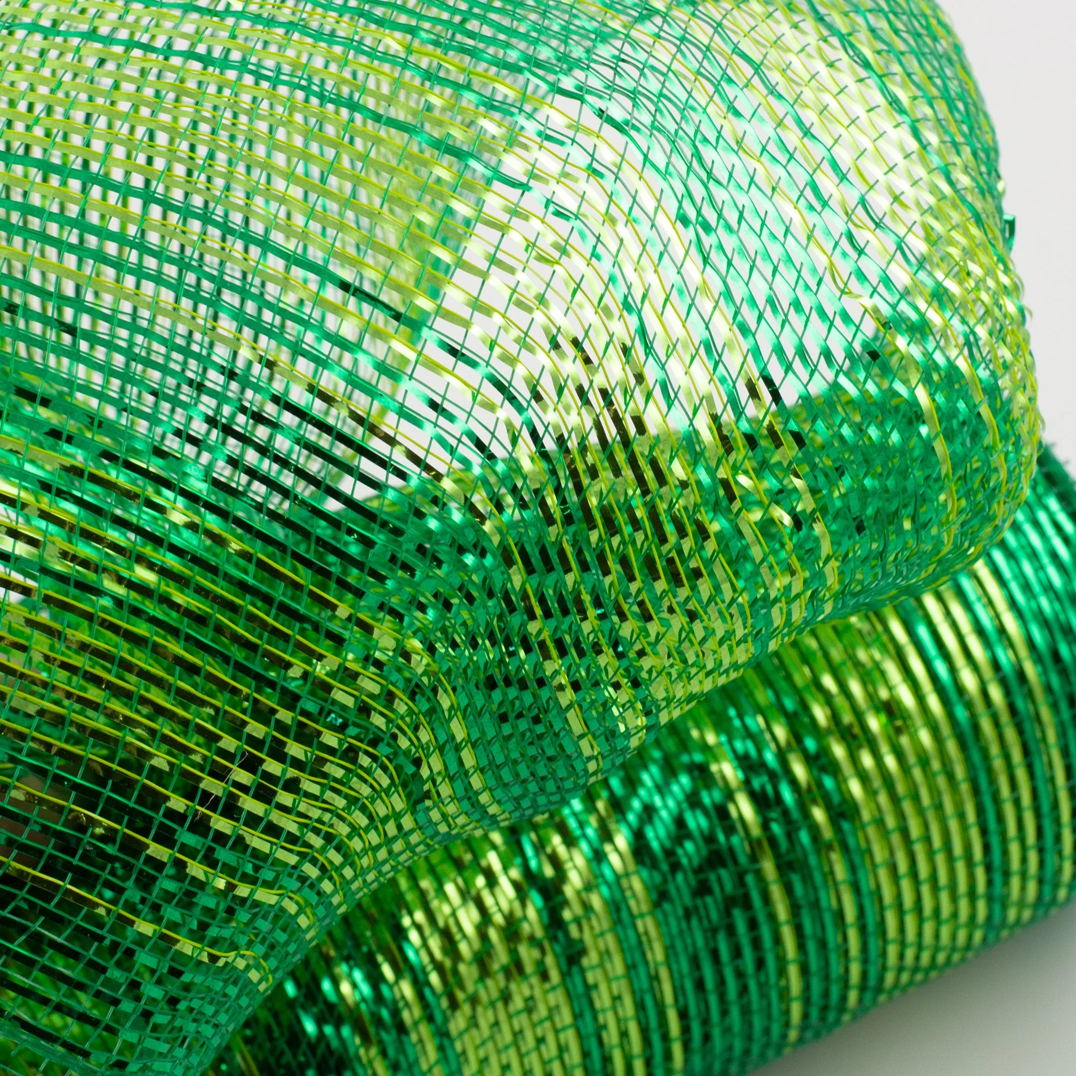 10" Poly Deco Mesh: Green & Lime Metallic Ombré