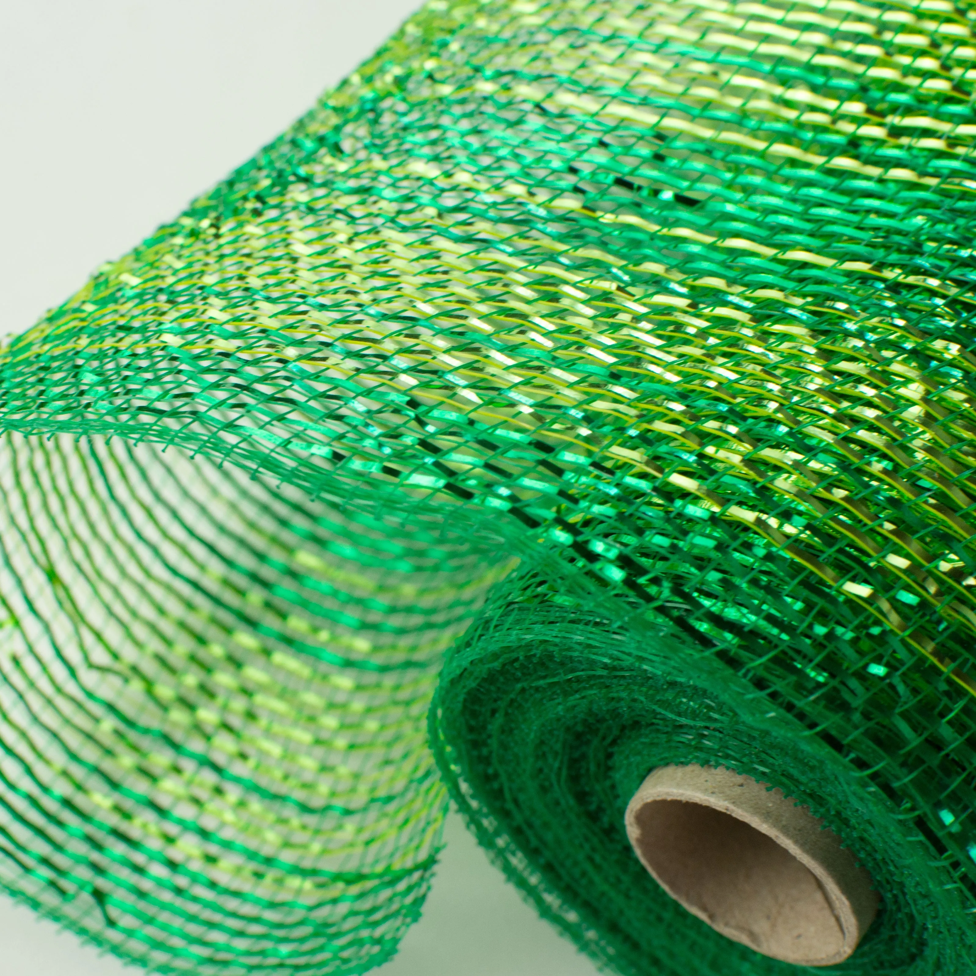 10" Poly Deco Mesh: Green & Lime Metallic Ombré