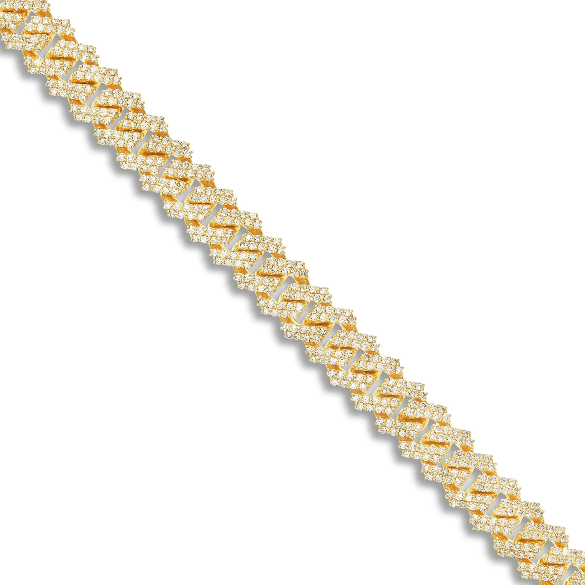 14K Gold 15.11ctw Prongset Diamond 9.25mm Cuban Chain