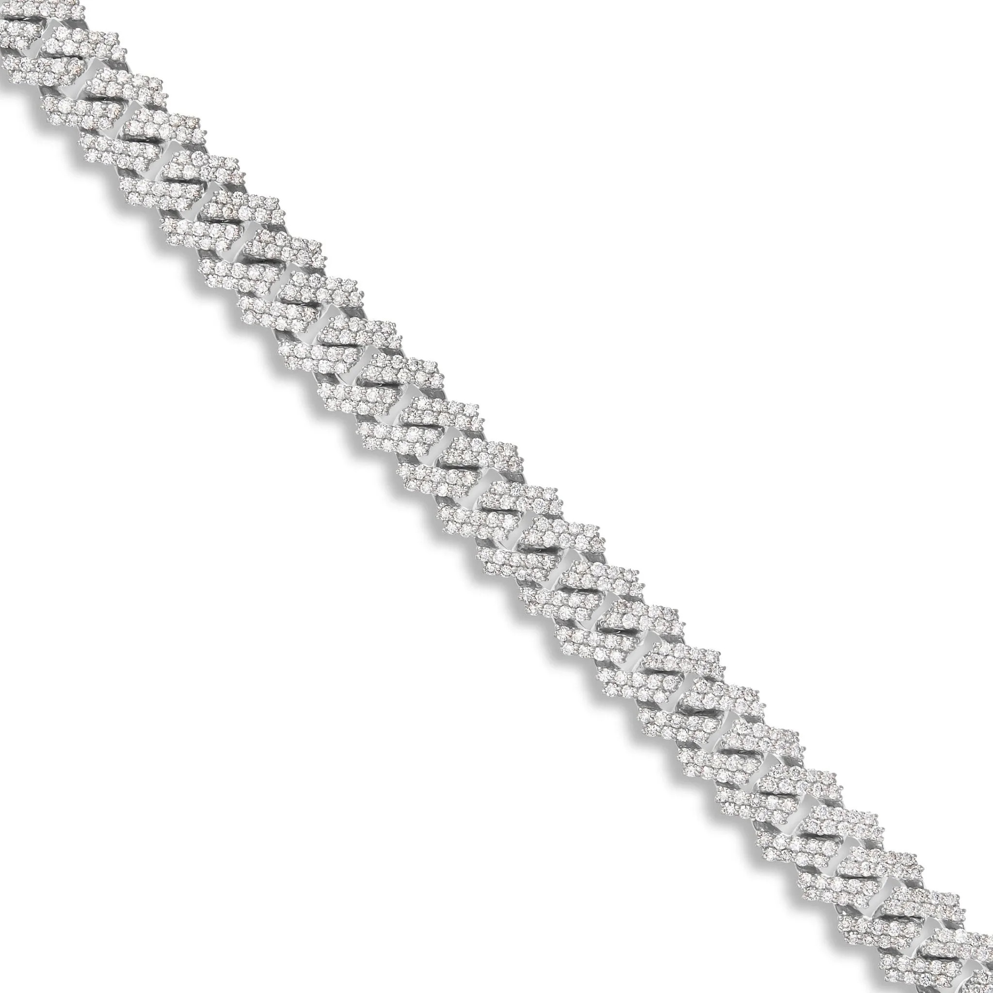 14K Gold 15.11ctw Prongset Diamond 9.25mm Cuban Chain