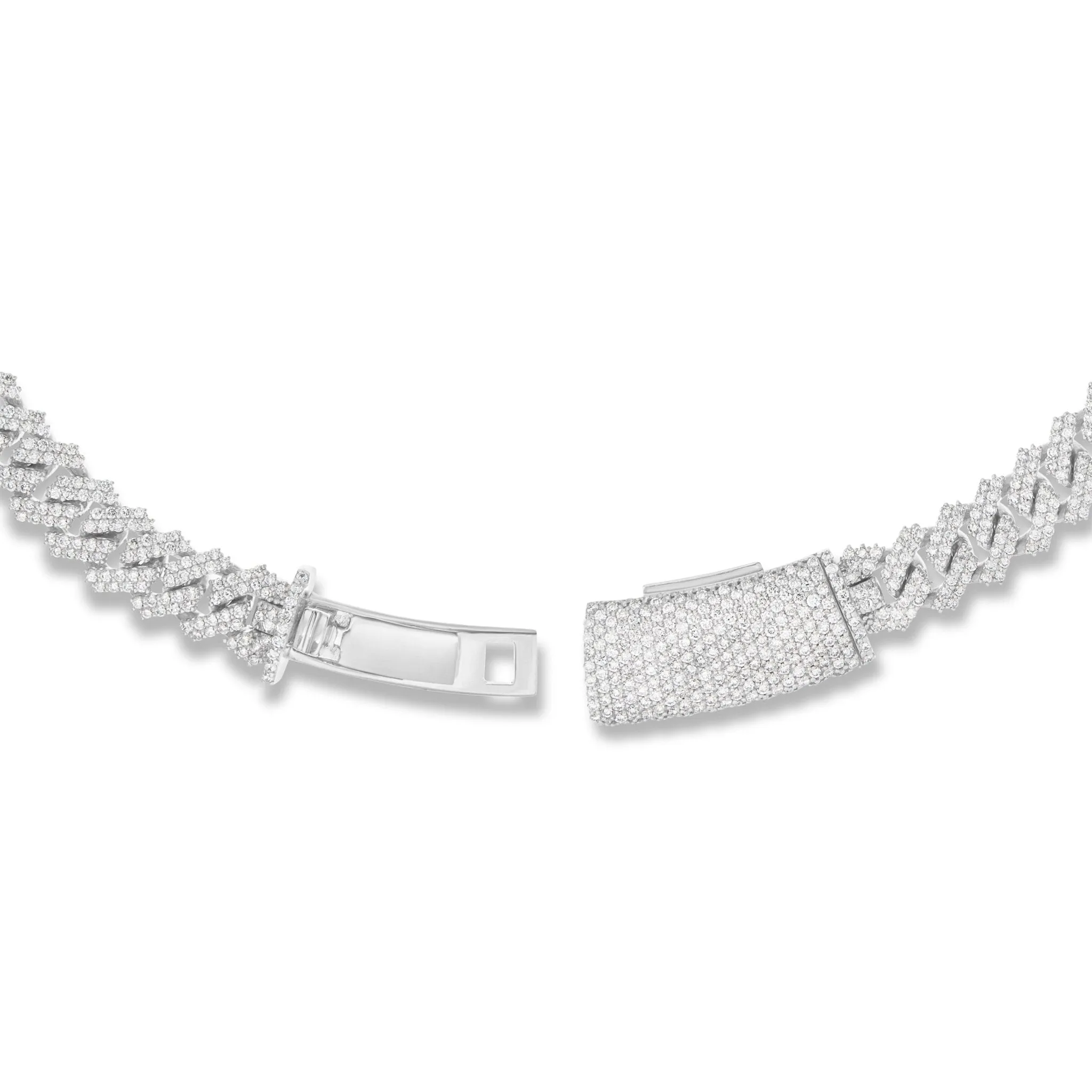 14K Gold 15.11ctw Prongset Diamond 9.25mm Cuban Chain