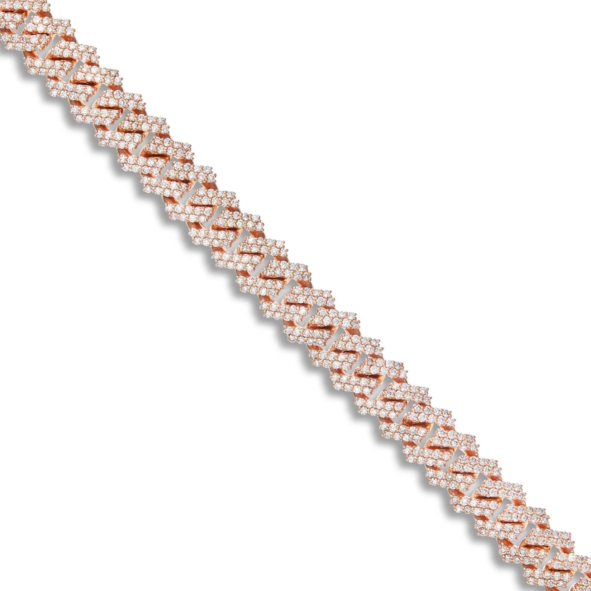 14K Gold 15.11ctw Prongset Diamond 9.25mm Cuban Chain