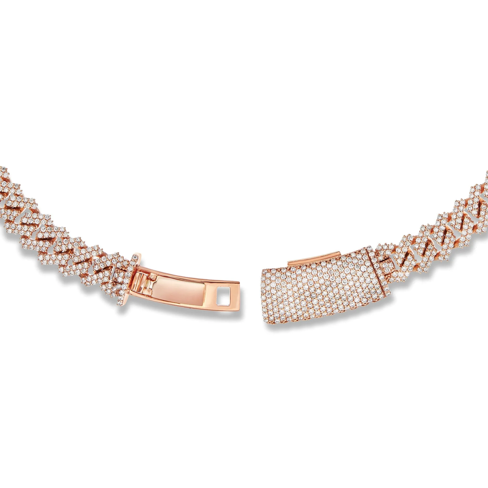 14K Gold 15.11ctw Prongset Diamond 9.25mm Cuban Chain