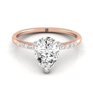 14k Rose Gold Pear Double Hidden Halo Quarter Engagement Ring  - 1/35ctw