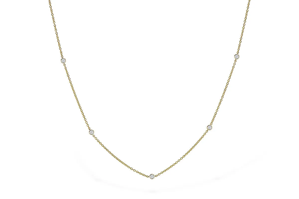 14KY Diamond Station Necklace with 9 Stations (18 inches)