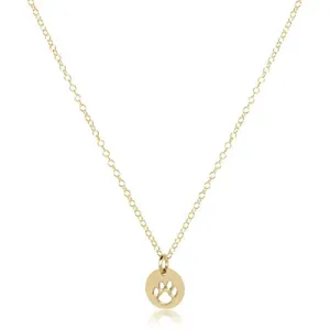 16" Necklace Gold - Paw Print Small Gold Disc
