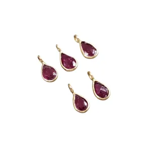 18k Gold Natural Teardrop Ruby Charm