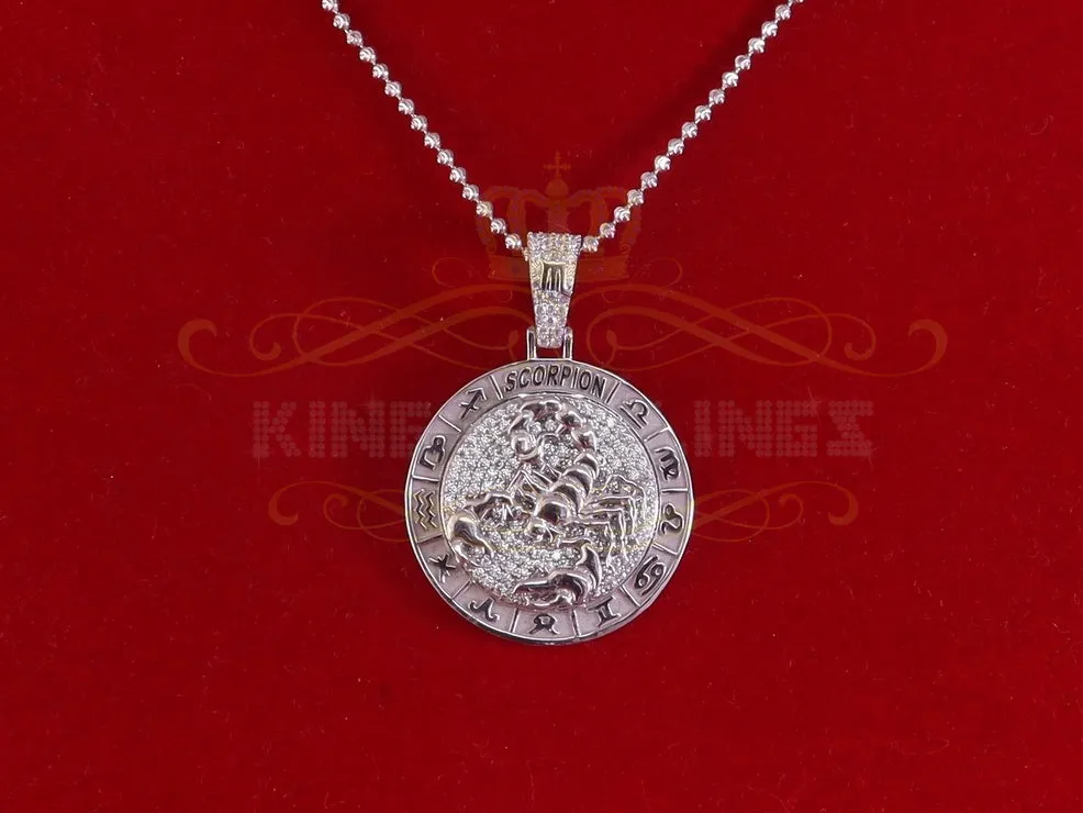 2.23ct Cubic Zirconia Sterling White Silver SCORPION Pendant For Men & Women
