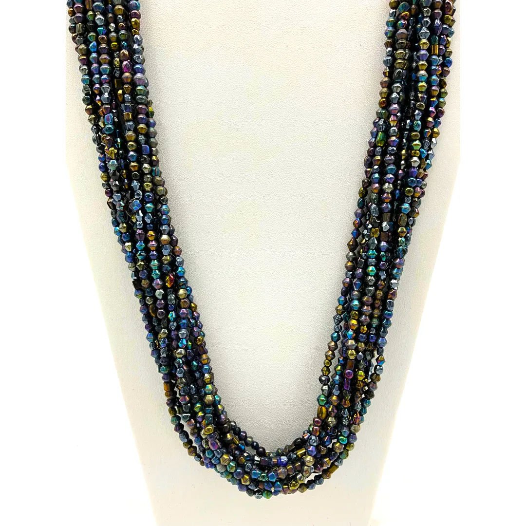 27" Small Opalescent Glass Bead Necklace (Dozen)