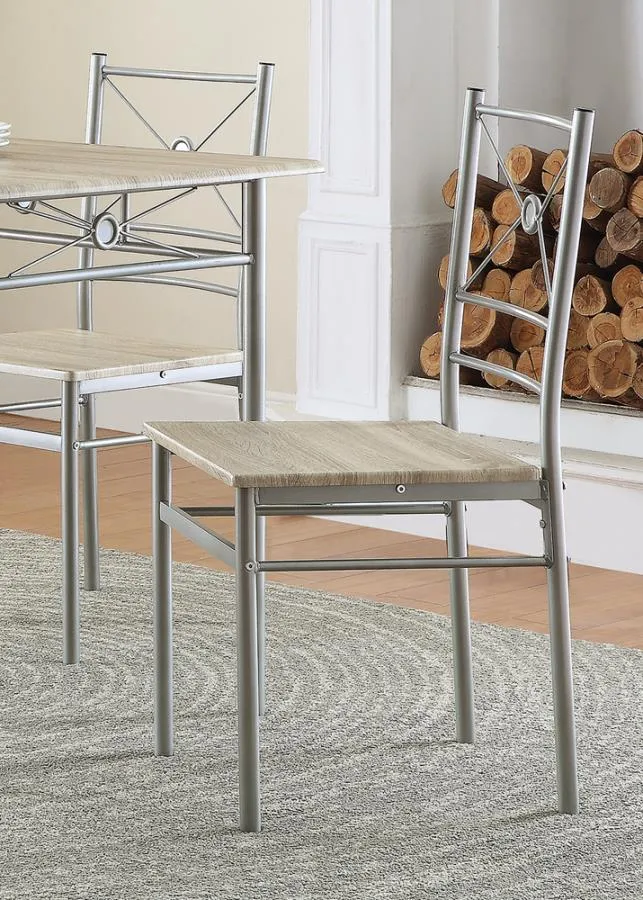 5-piece Rectangular Dining Set Brushed Silver