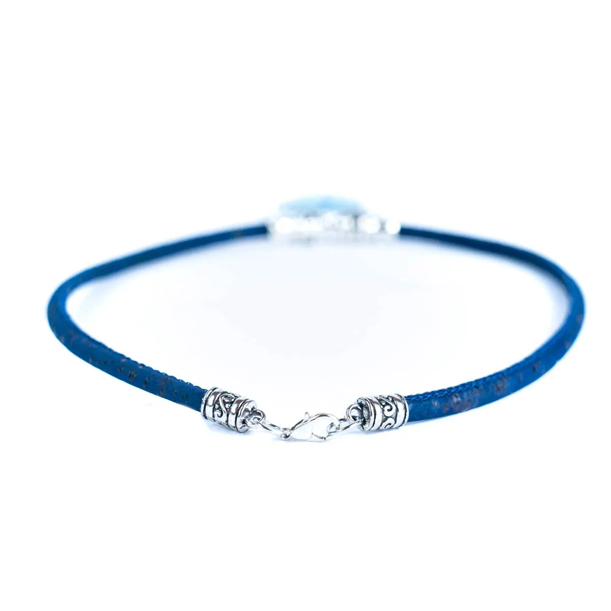 5mm round  blue cork cord handmade Cork Necklace NE-1050-MIX-5