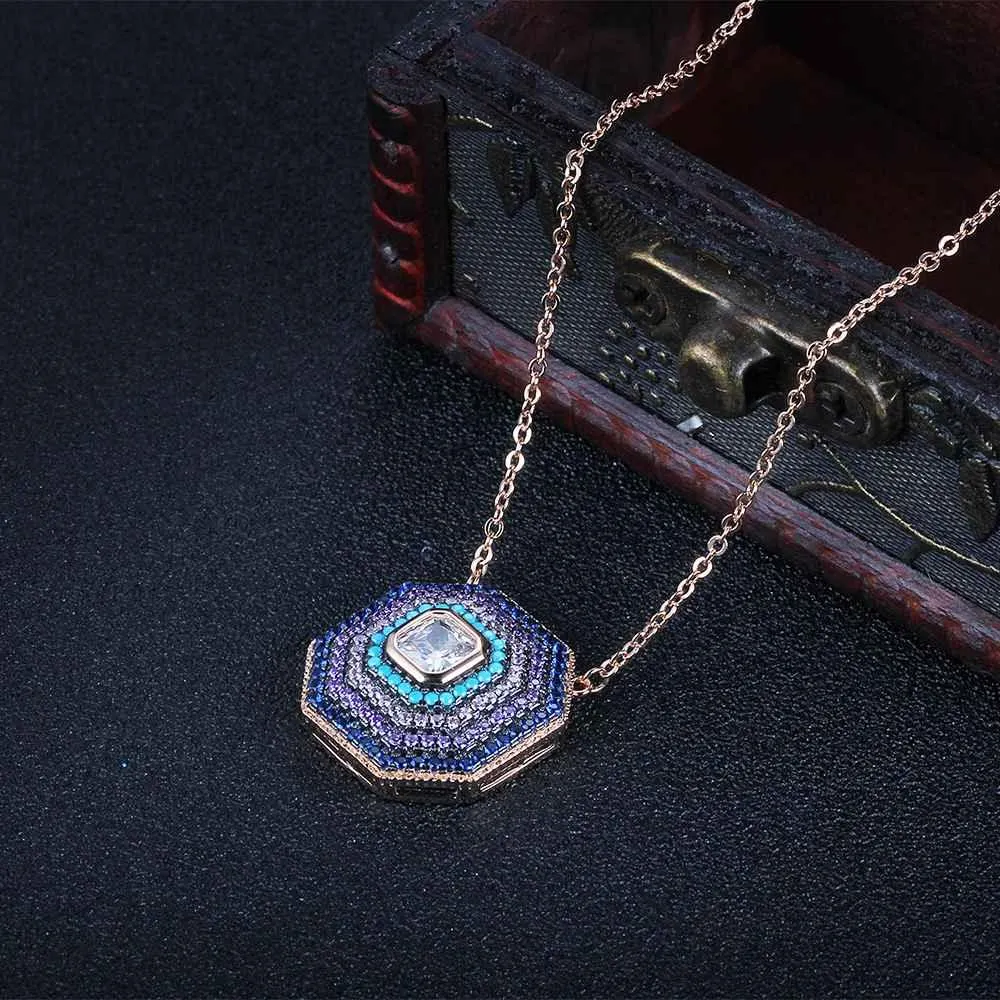 925 Sterling Silver Geometric Octagon Pendant