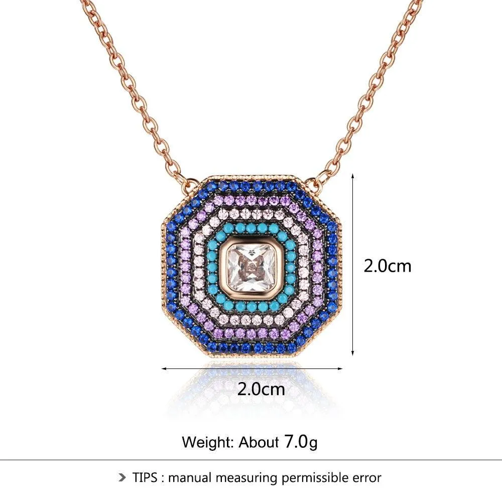 925 Sterling Silver Geometric Octagon Pendant
