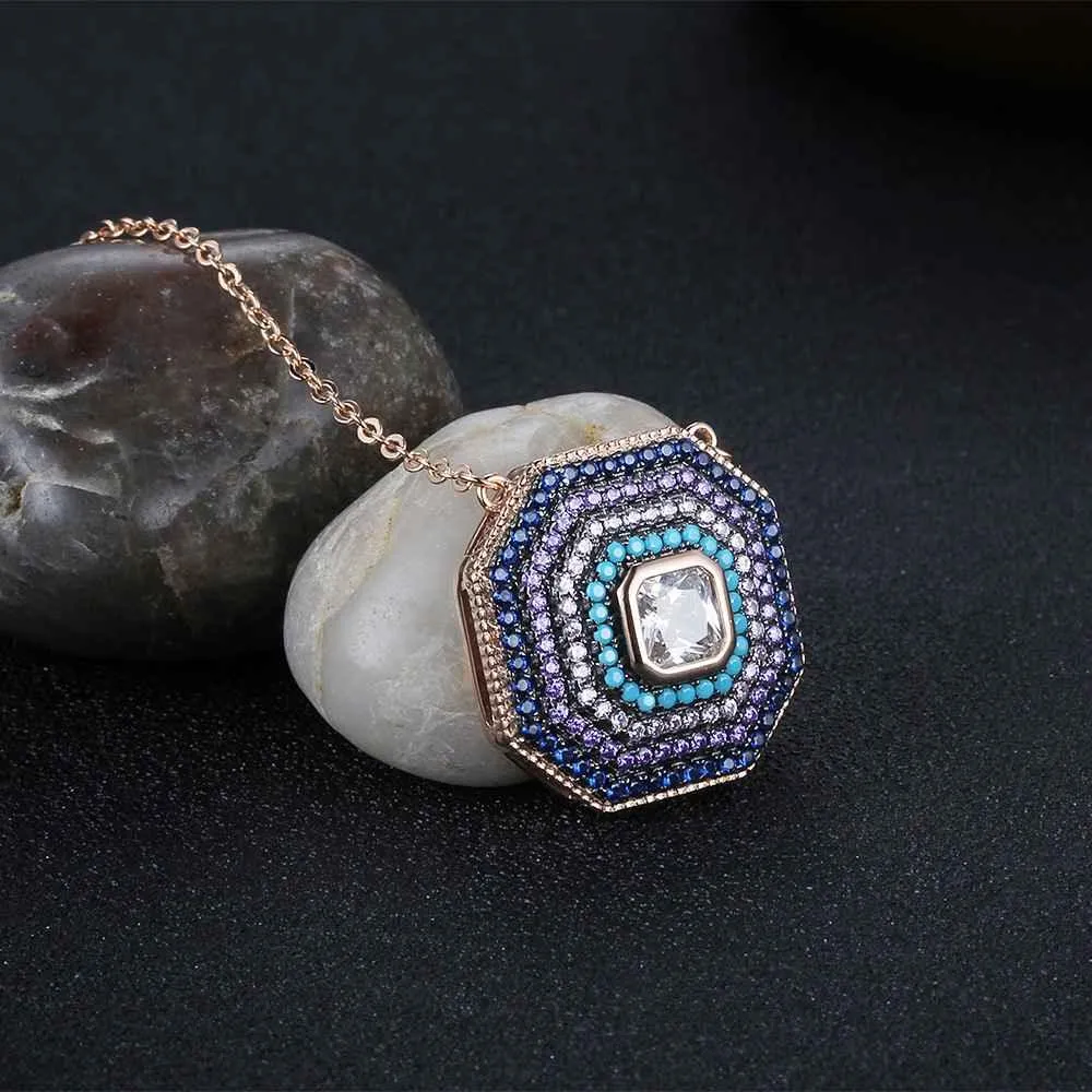 925 Sterling Silver Geometric Octagon Pendant