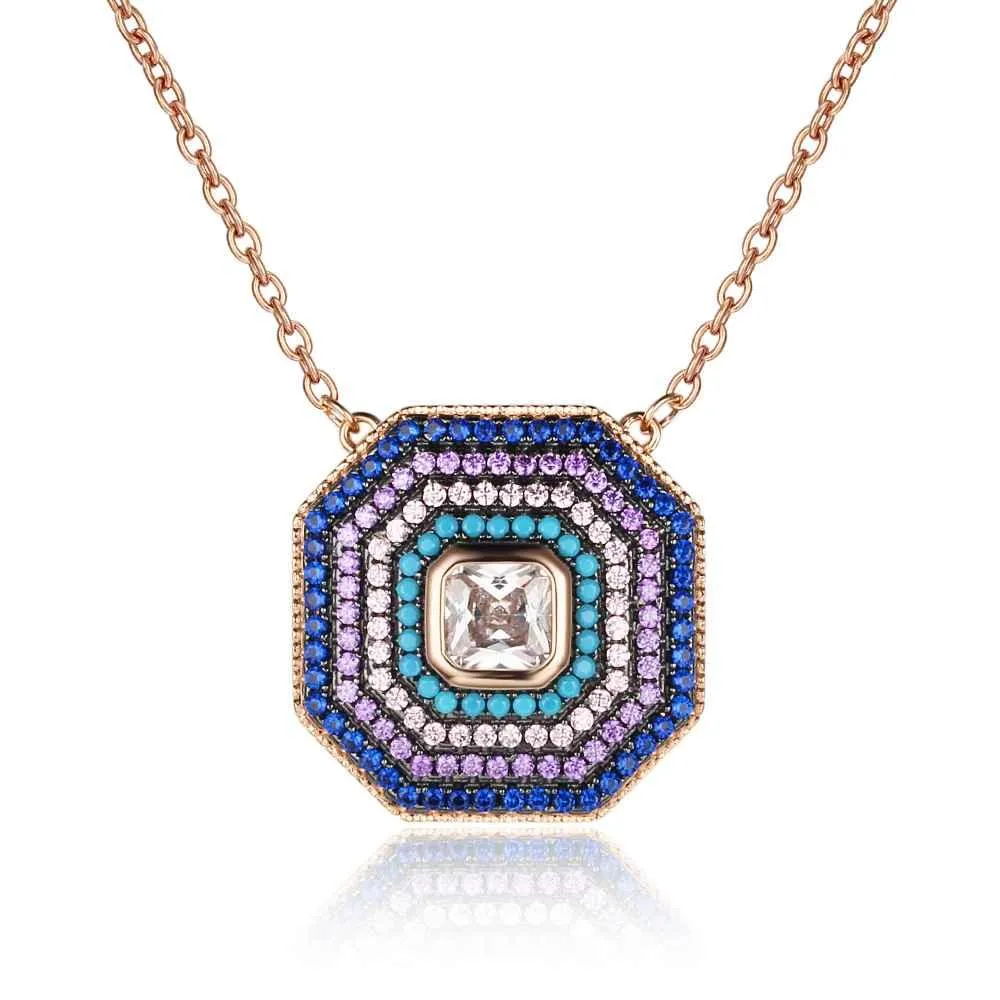 925 Sterling Silver Geometric Octagon Pendant