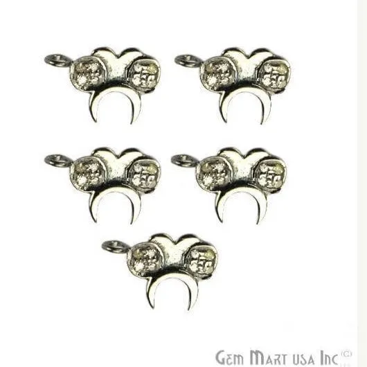 Alien Shape Diamond Charms Pendant, 12x8mm 925 Sterling Silver Pave Charms Pendant