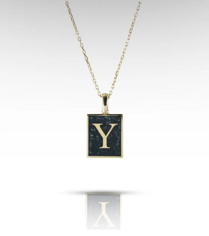 Alphabet Rectangle Gemstone Necklace