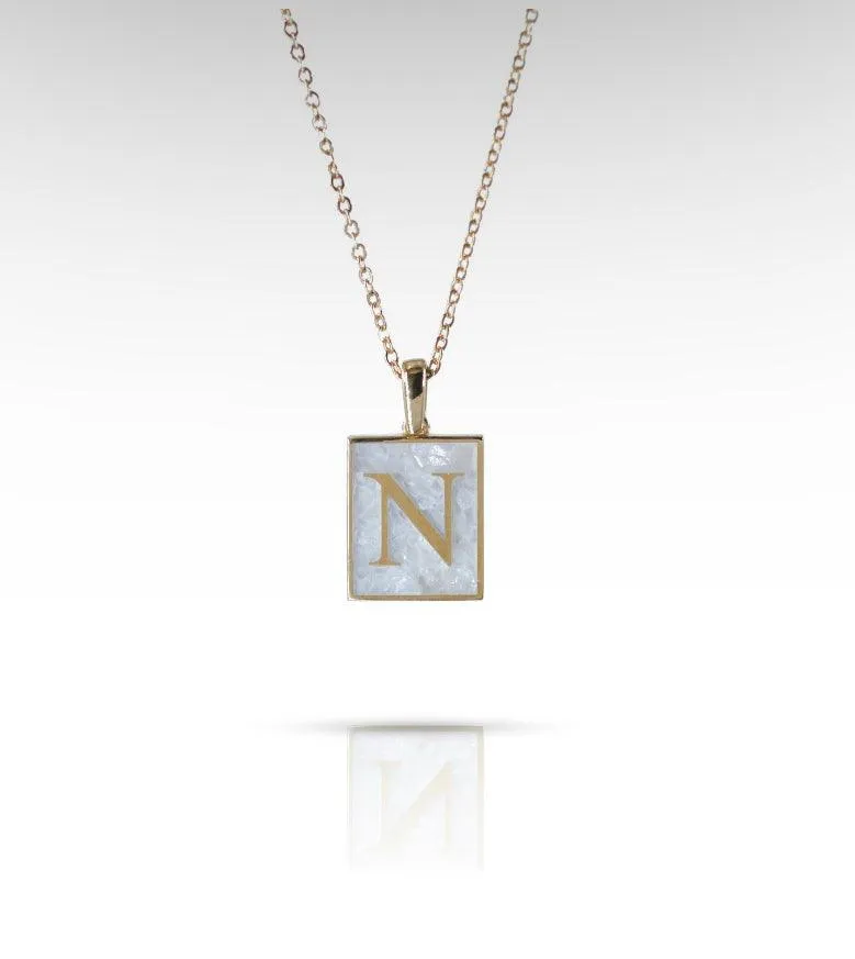 Alphabet Rectangle Gemstone Necklace