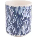 Blue Carved Scale Ceramic Utensil Crock, 7-Inch