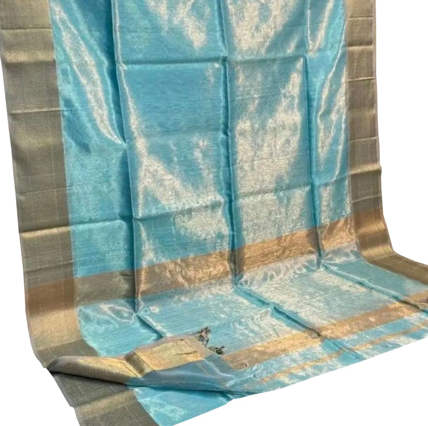 Blue Maheshwari Tissue Silk Saree - Handloom Elegance