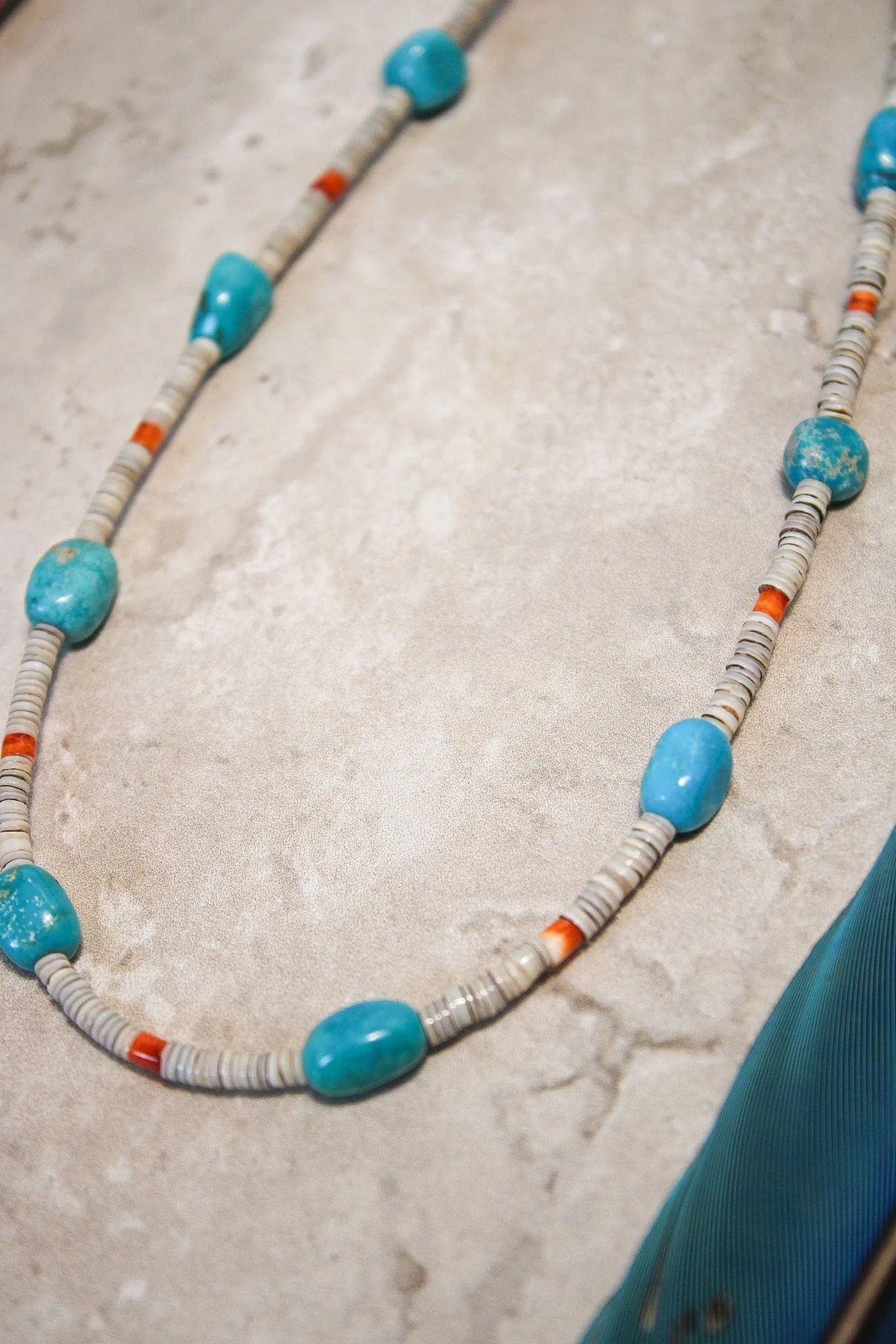 Blue Turquoise & Shell Boho Necklace