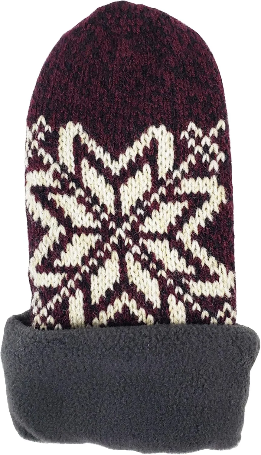 BRUCERIVER Women Snowflake Knit Mittens with Warm Thinsulate Fleece Lining