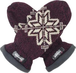 BRUCERIVER Women Snowflake Knit Mittens with Warm Thinsulate Fleece Lining