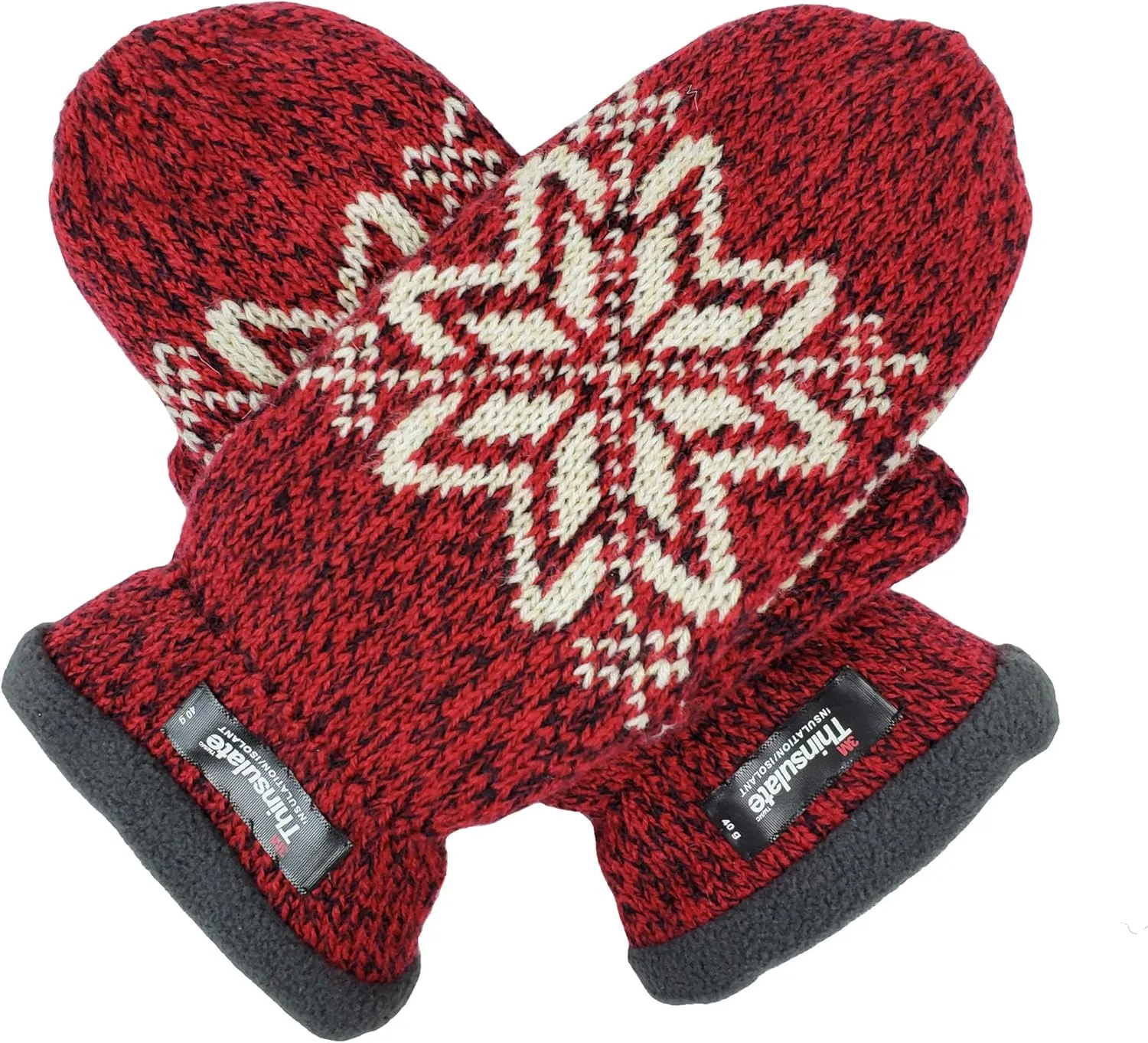 BRUCERIVER Women Snowflake Knit Mittens with Warm Thinsulate Fleece Lining