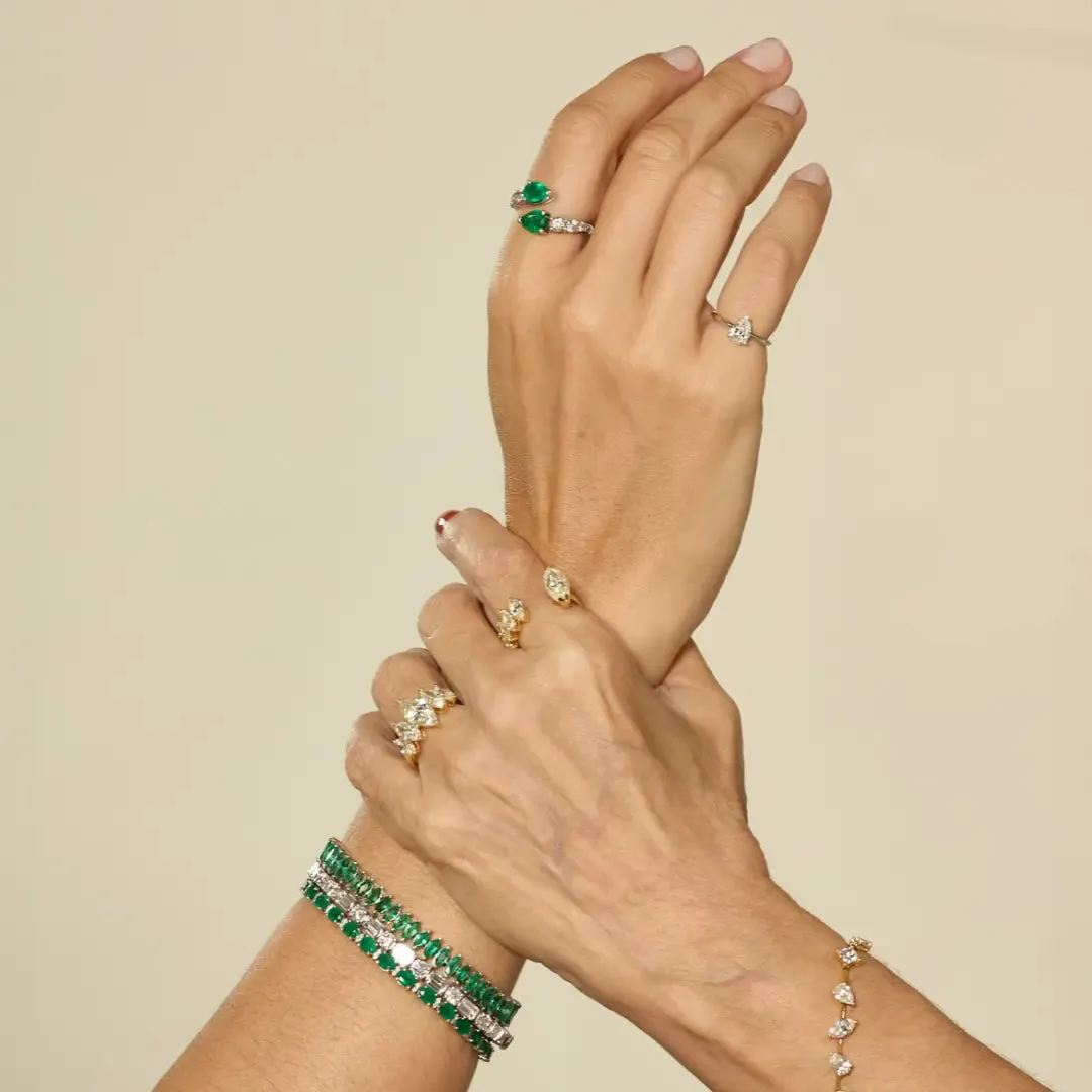 By Pass Emerald Diamond Ring