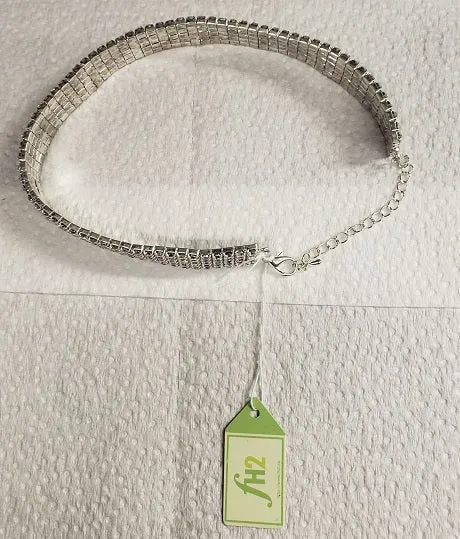 Catalina -- Women's 5 Row Stretch Choker -- Silver