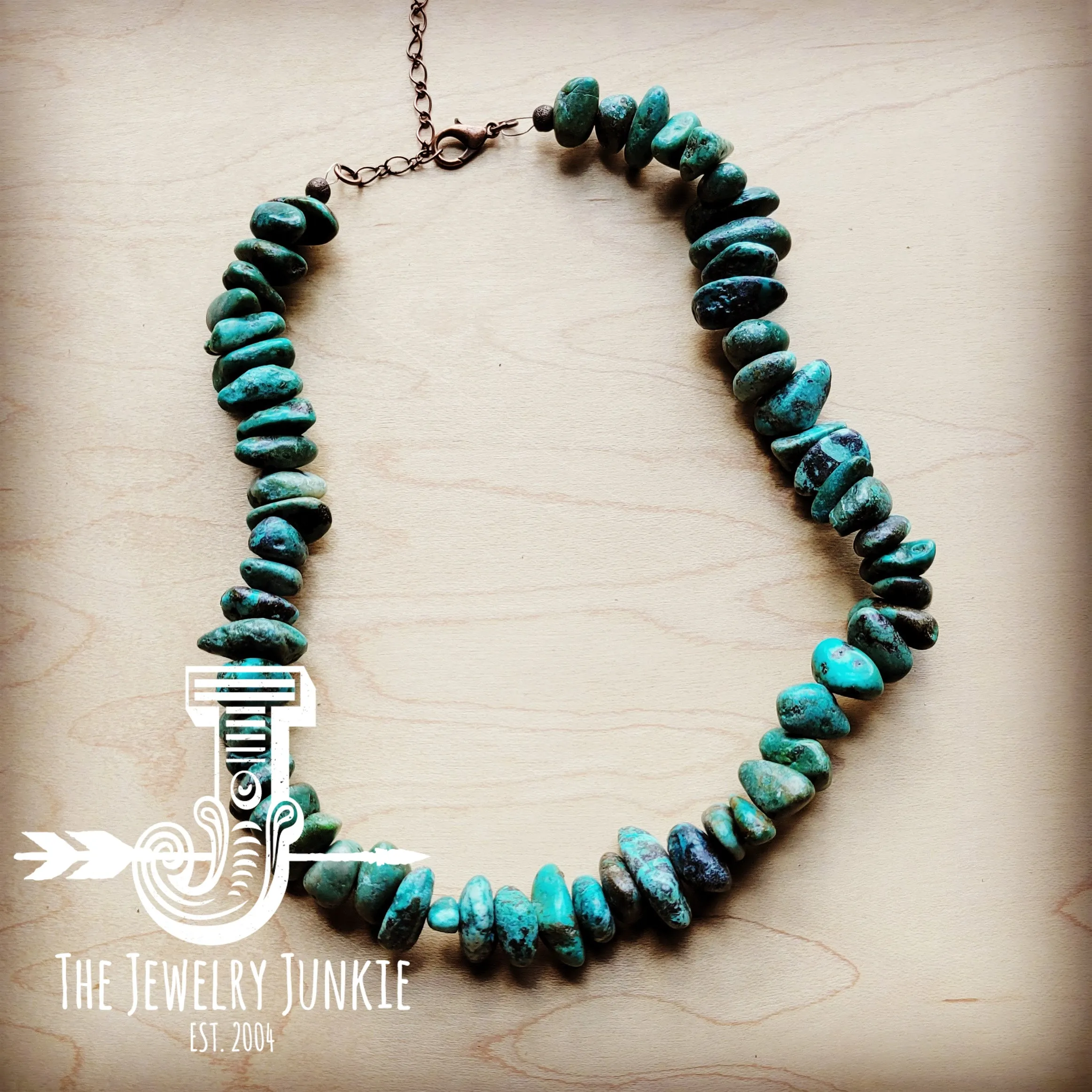 Chunky Natural Turquoise Collar Length Necklace (245b)