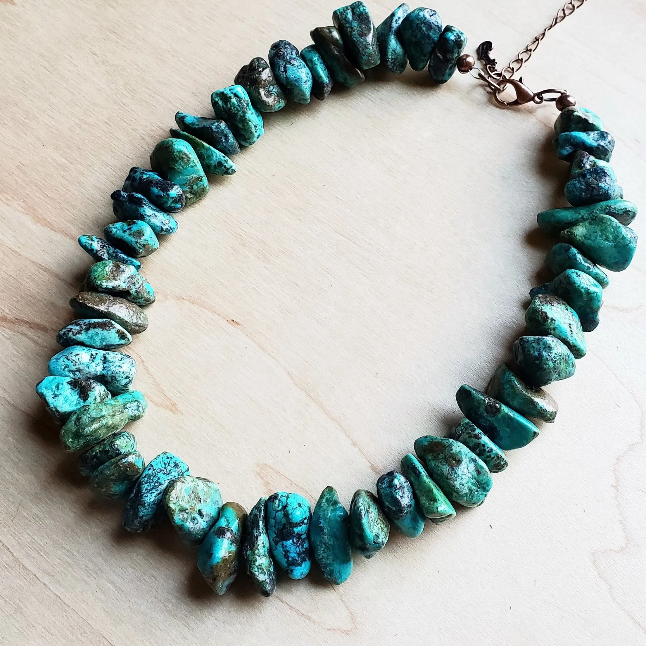 Chunky Natural Turquoise Collar Length Necklace (245b)