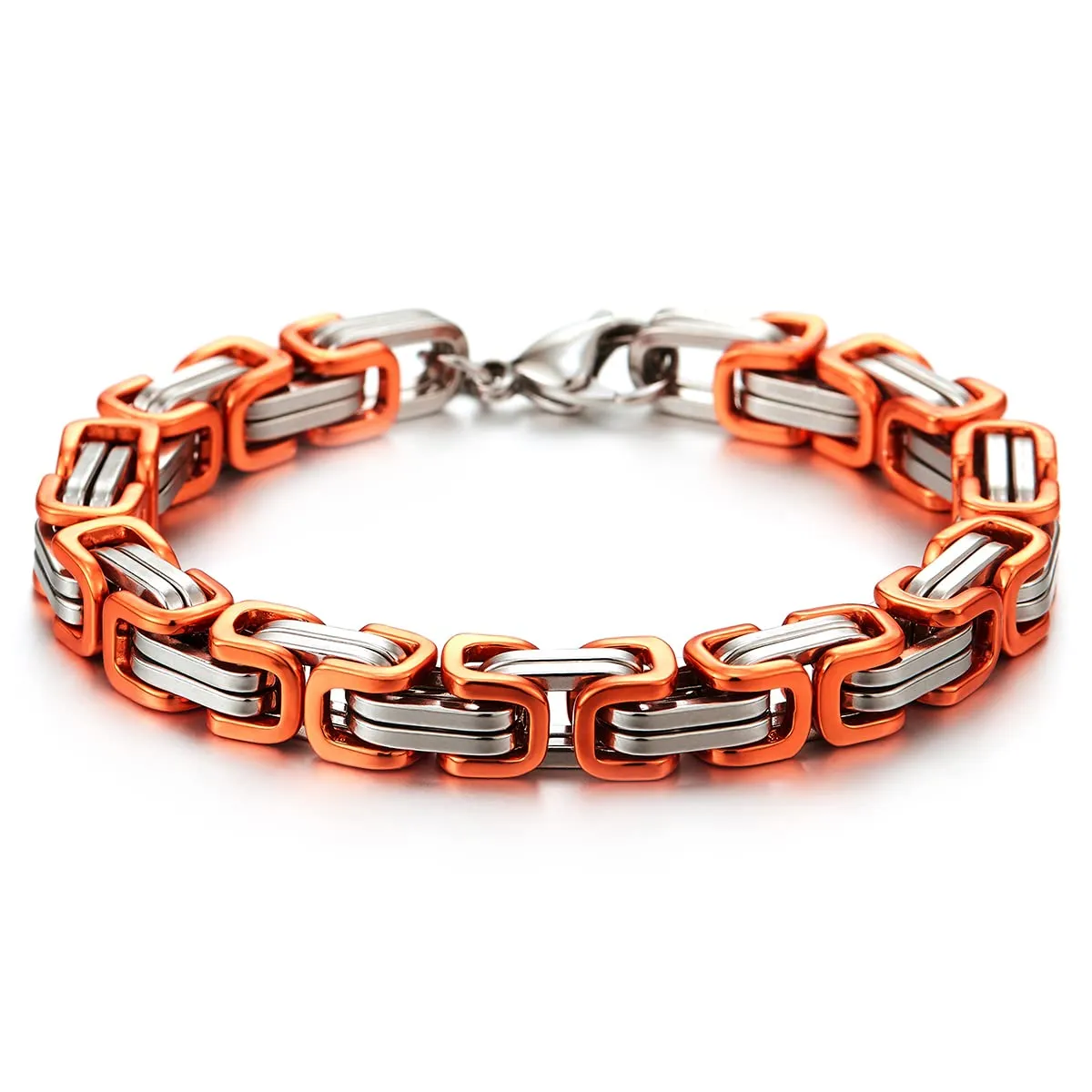 COOLSTEELANDBEYOND Mens Women New Stainless Steel Braided Link Bracelet Polished