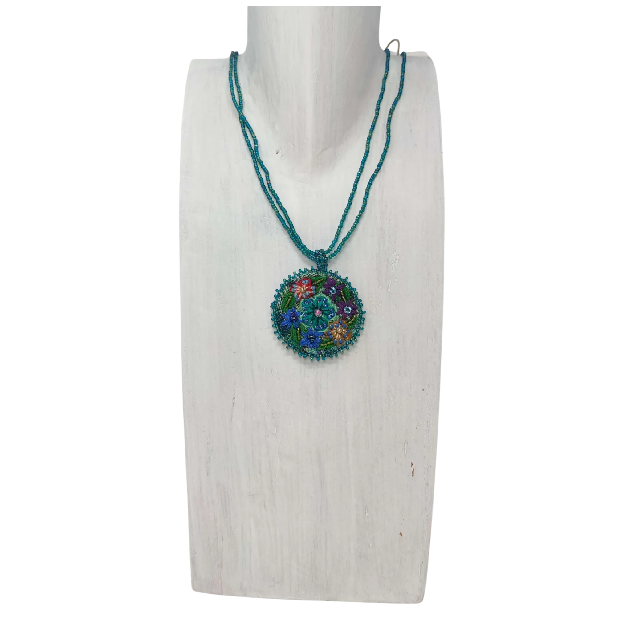 Corte Embroidered Flower Necklace