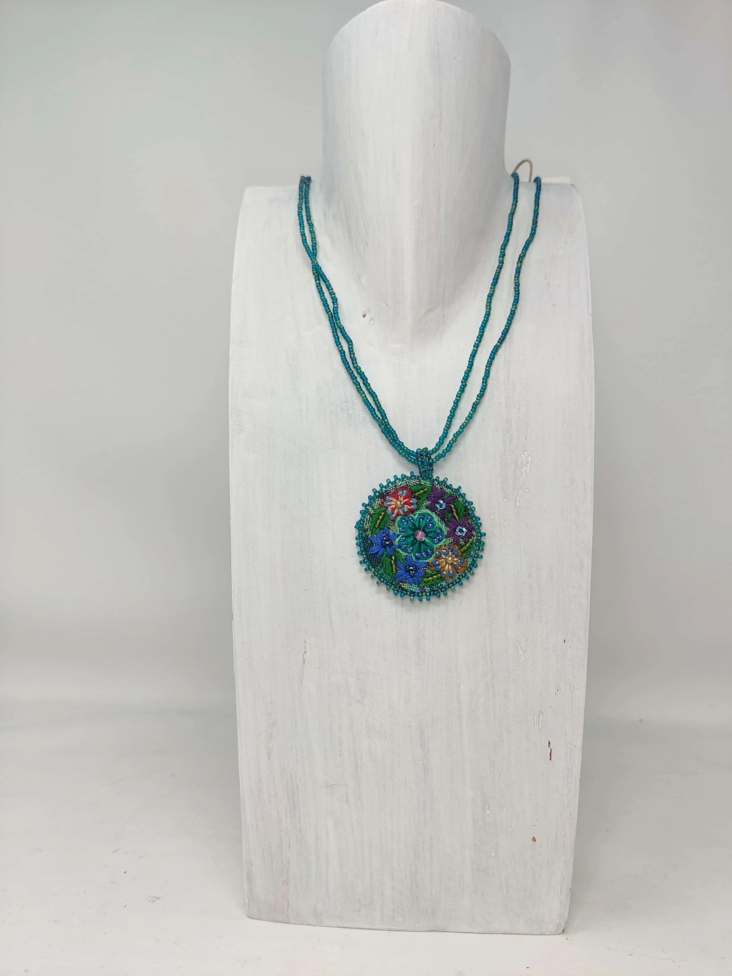 Corte Embroidered Flower Necklace
