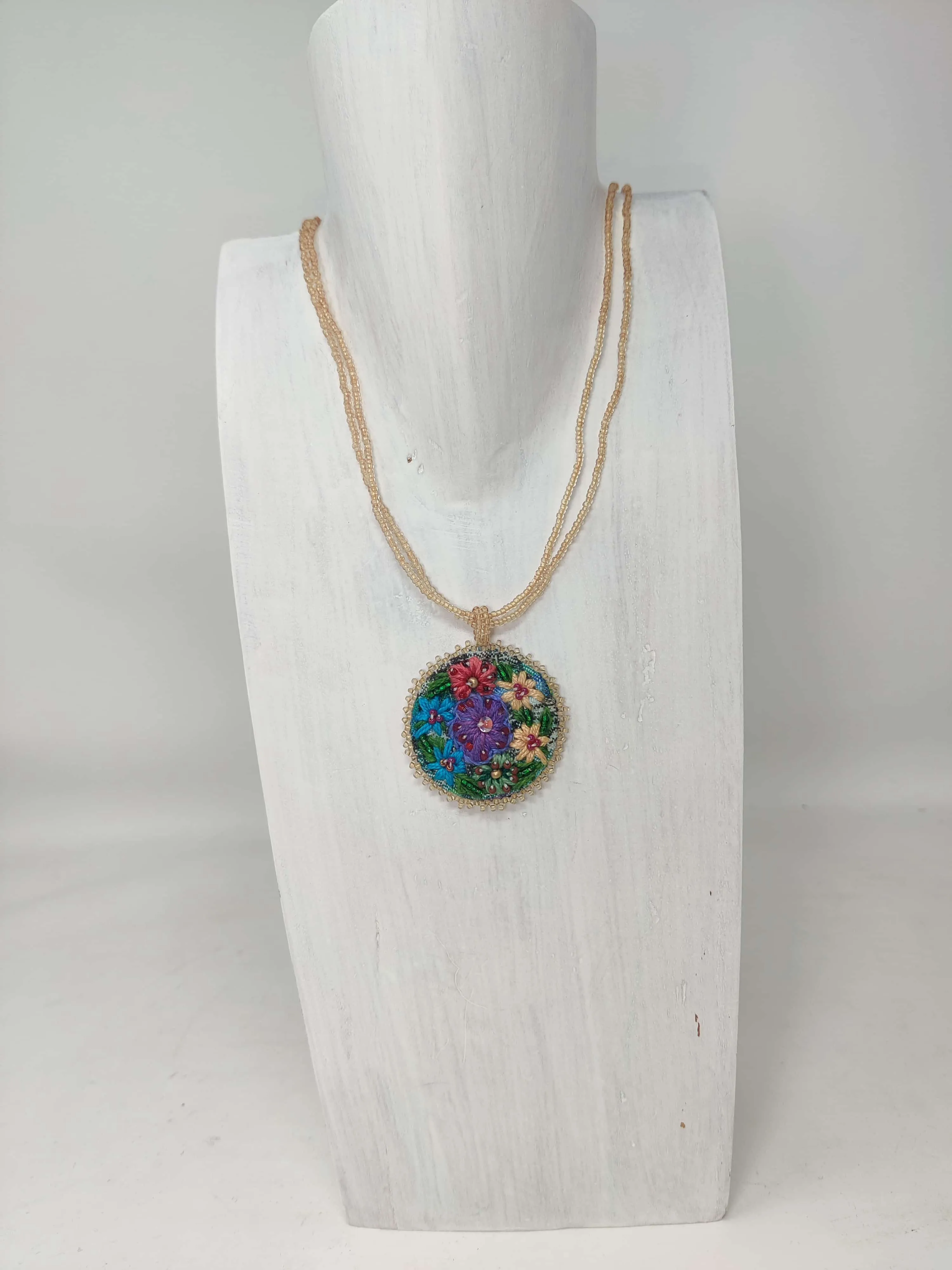 Corte Embroidered Flower Necklace