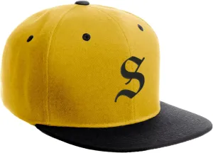 Daxton Classic Snapback Hat Old English Black Font Alphabet A to Z Flat Bill Visor Cap