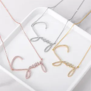 Diamond Name Necklace, Custom Diamond Name Necklace, Diamond Name Chain