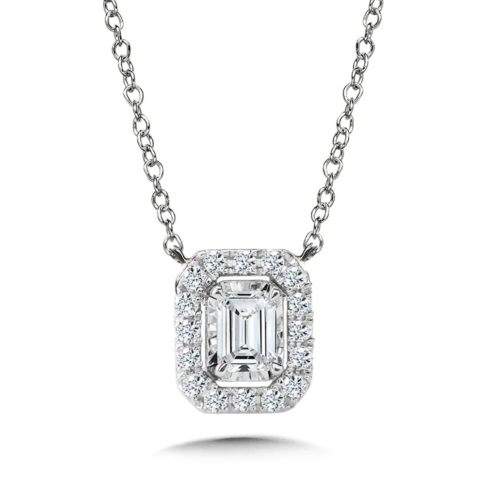 Emerald-Cut, Diamond Star, Heavenly Halo Pendant (1/4 ctw)