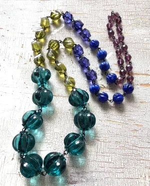 Emerald Gem Tone Lantern Rosary Chain Rope Necklace