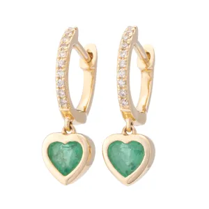 Emerald Heart Dangle Huggies