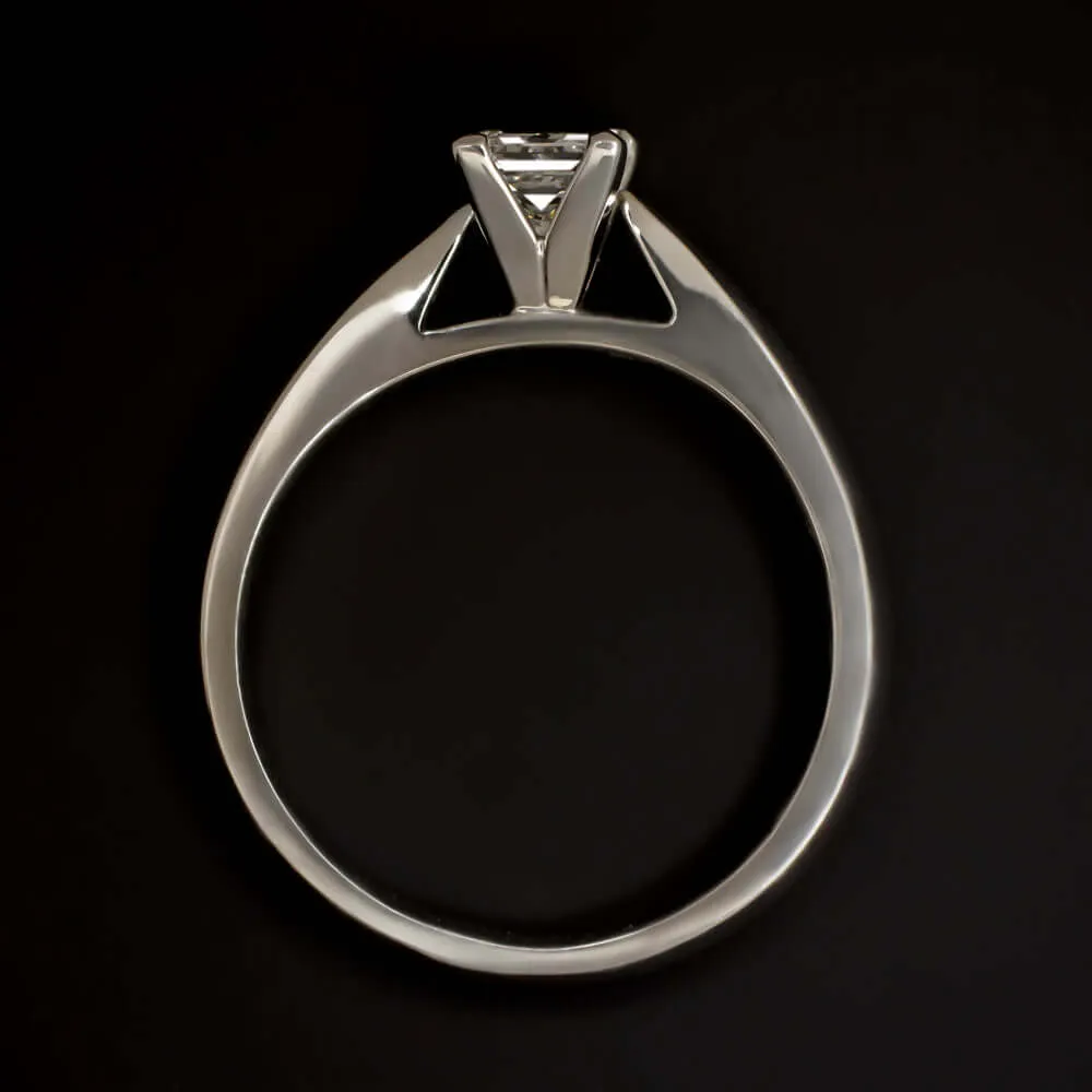 F VS1 PRINCESS CUT DIAMOND ENGAGMENT RING SOLITAIRE WHITE GOLD 1/2 CARAT CLASSIC