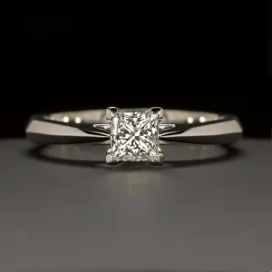 F VS1 PRINCESS CUT DIAMOND ENGAGMENT RING SOLITAIRE WHITE GOLD 1/2 CARAT CLASSIC