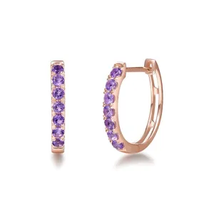 FANCIME Amethyst 14k Rose Gold Hoop Earrings