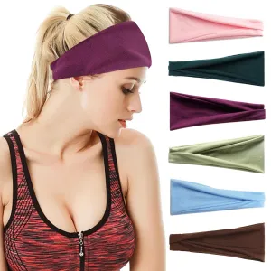 FULZTEY Headbands for Women Solid Wide Hairbands Soft Fabric Headwraps Elastic Non-Slip Bandanas Thick Turban Yoga Workout Sweatband Head Bands Fashion Hair Accessories for Teen Girls 6Pcs