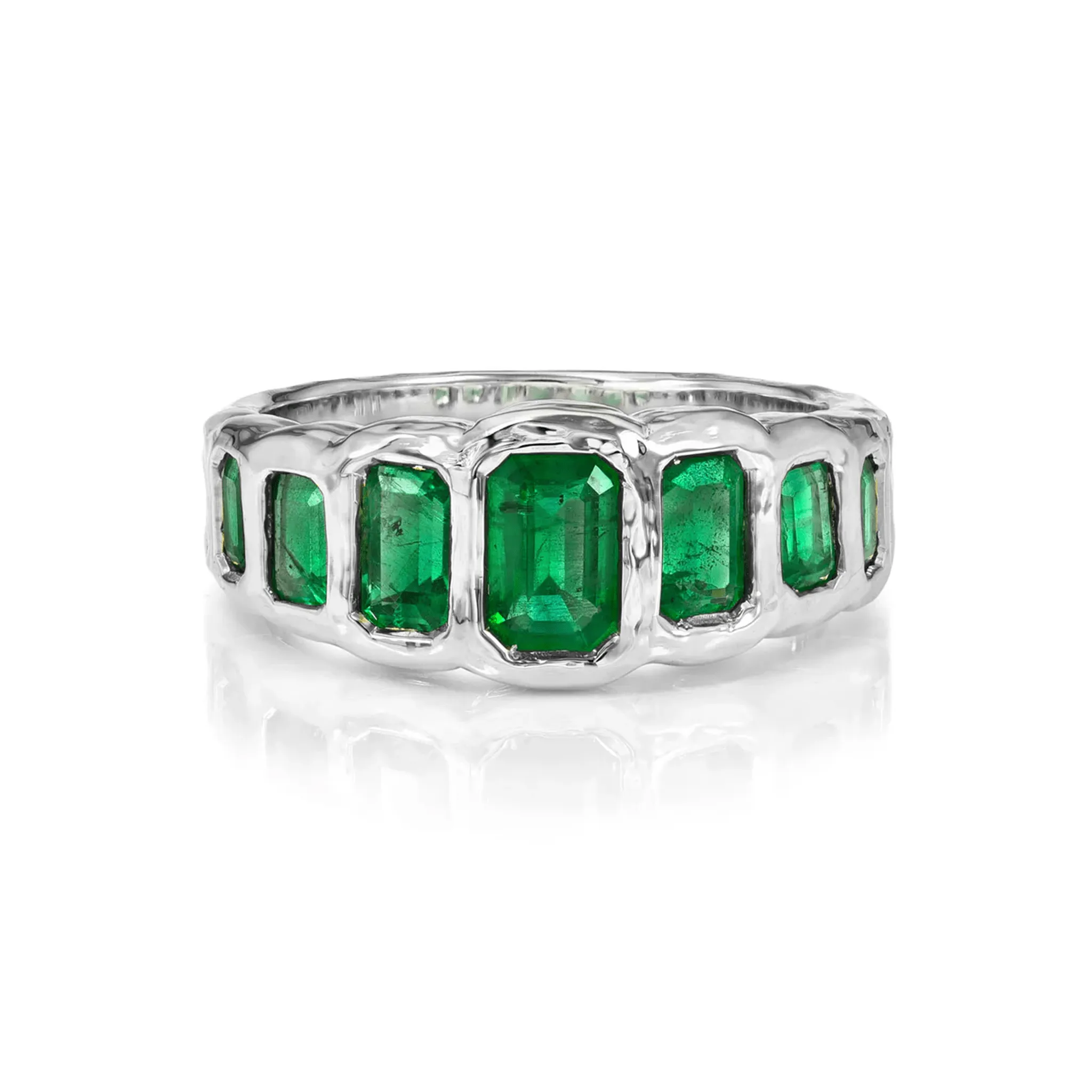 Graduated Emerald Cut Emerald River Ring