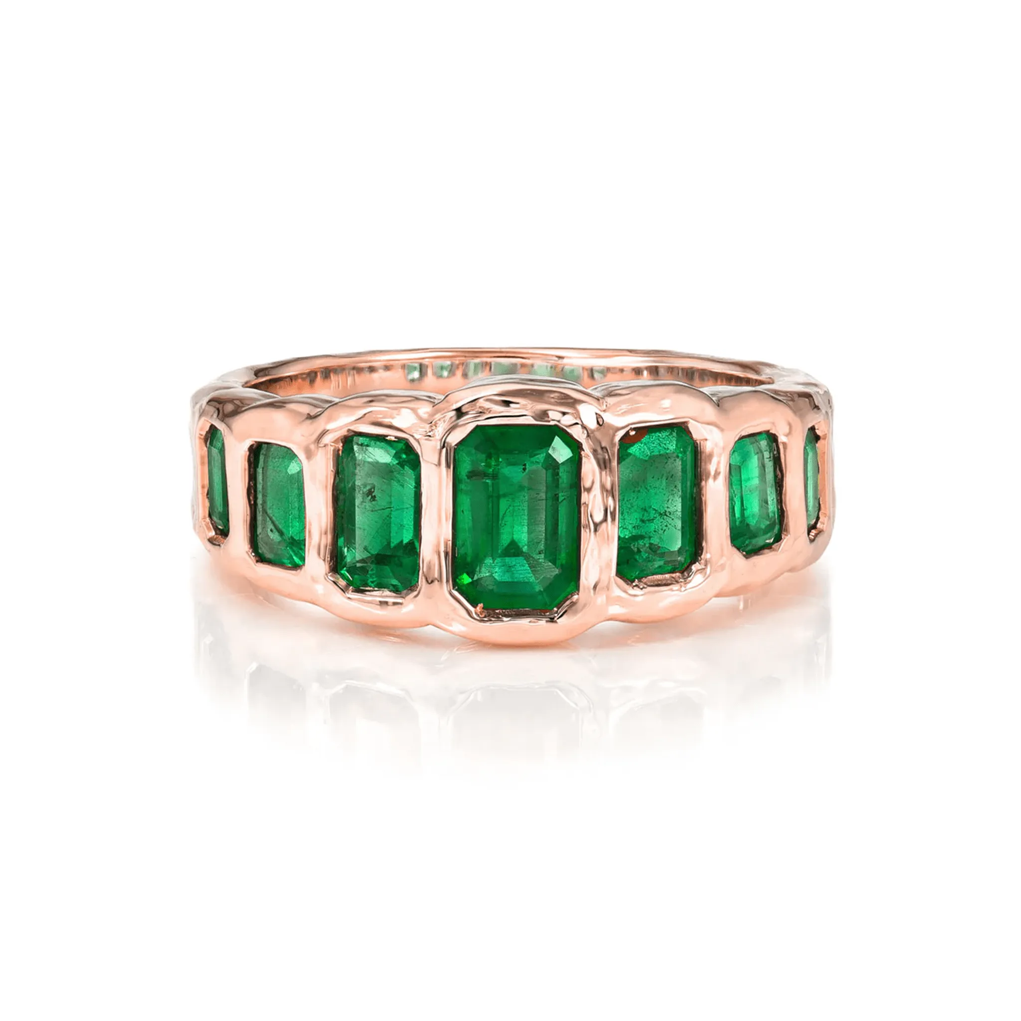 Graduated Emerald Cut Emerald River Ring