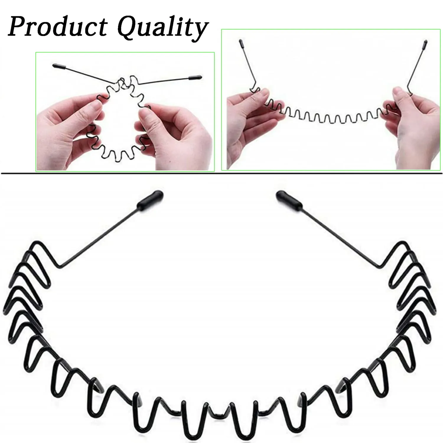 Hair Band for Men Metal Headbands Wavy Elastic Hairband, Simple Spring Hair Hoop Non Slip suitable for Sports and Daily Use.(3 Pcs)