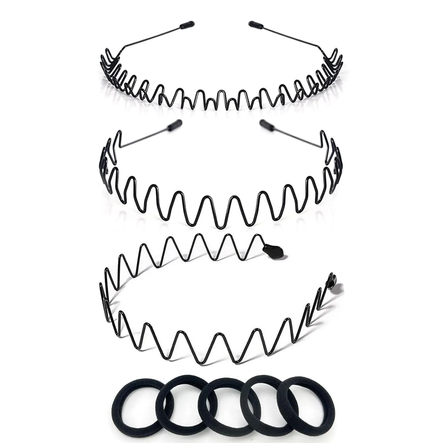 Hair Band for Men Metal Headbands Wavy Elastic Hairband, Simple Spring Hair Hoop Non Slip suitable for Sports and Daily Use.(3 Pcs)